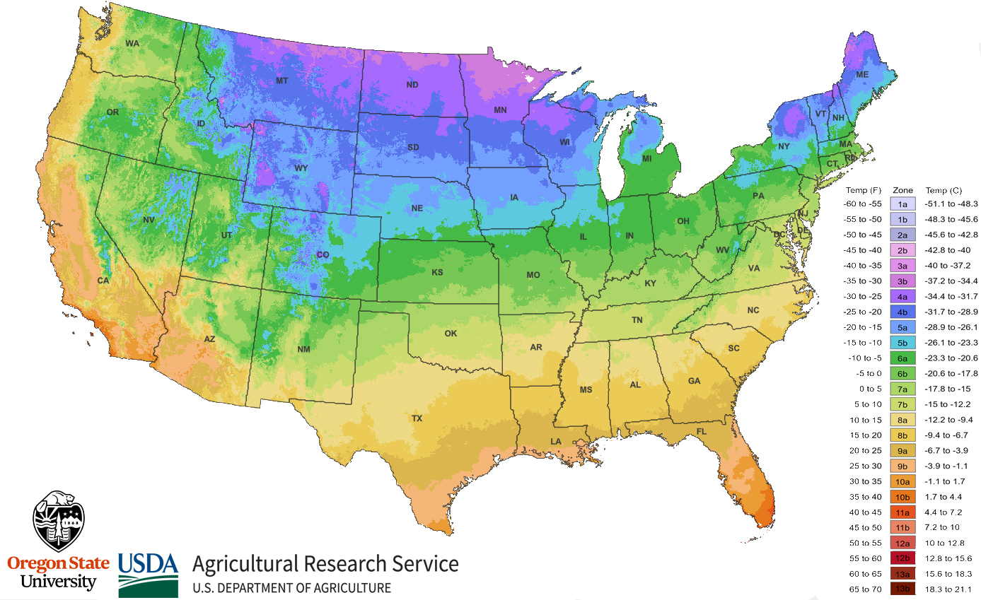2023 USDA Cold Hardiness Zone Map